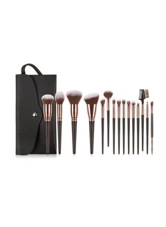 Buy 15pcs makeup brush set with leather case in Saudi Arabia