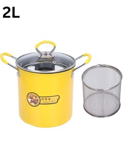 اشتري Deep Oil Fryer with Non-Slip Silicone Handle and Frying Pan with Lid for Home Kitchen 2L في مصر