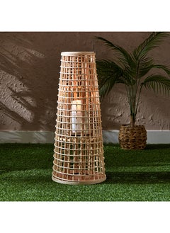 اشتري Deckar Bamboo Rattan and Wood Lantern with Glass Votive 27 x 62 x 27 cm في الامارات