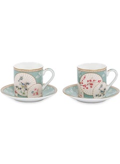 Buy Oriental Dreams Cup and Saucer, Multicolour - Set of 2, 75 ml in UAE