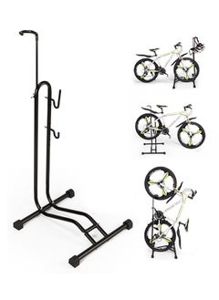 Buy Upright Bike Stand - Premium Quality Vertical & Horizontal Adjustable Bicycle Floor Parking Rack - Safe & Secure for Storing MTB Road Bikes in Garage or Home in UAE