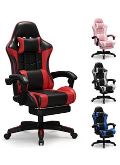 Buy Gaming Chair, Office Chair High Back Computer Chair with Footrest Leather Desk Chair Racing Executive Ergonomic Adjustable Swivel Task Chair with Headrest and Lumbar Support in Saudi Arabia