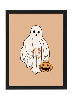 اشتري Halloween Ghost and Pumpkin Framed Poster 30x40cm - Spooky Wall Art Decor for Home, Office, or Party , Trick or Treat Pumpkin Artwork, Halloween Decoration Gift Idea في الامارات