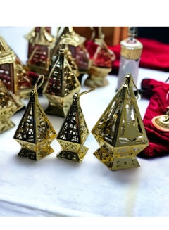 Buy Ramadan Trio: Golden Metal Lanterns Set with Lighting - Decorative Lights, Singing Big Lantern - Unique Islamic Festival Decoration in Egypt