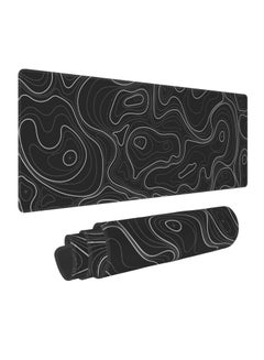 Buy Topographic Contour Large Gaming Mouse Pad with Stitched Edges, Extended Mousepad with Superior Cloth Surface, Non-Slip Rubber Base, Water Resist Keyboard Pad, Black and White in UAE