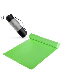 اشتري PVC Yoga Exercise Mat With Carrying Bag 6MM Thick x173cm Lx61cm W, Green في مصر