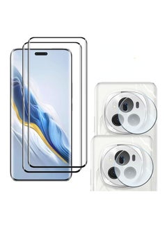 Buy 2+2 Pack Compatible with Honor Magic 6 Pro 5G Screen Protector with Camera Lens Protector,Full Coverage Tempered Glass Film,HD Clear Scratch Resistant Screen Protector in Saudi Arabia