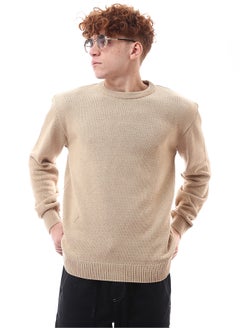 اشتري Ribbed Crew Neck & Hem Dark Beige Pullover في مصر