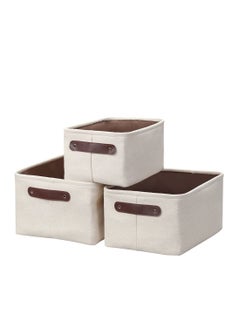 Buy Storage Basket 3 Piece Light Brown in Saudi Arabia