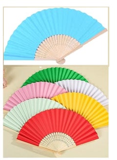 Buy Colorful Bamboo Cloth Hand Fan Foldable in Egypt