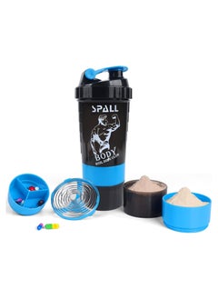 Buy Protein Shaker Bottle Gym Shaker Cup For Protein Shakes 16oz Shake Botte With Shaker Ball And Storage Compartment Leak Proof BPA Free in UAE