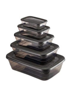 اشتري Max Plast Rectangle Food Container Set of 5 Different Sizes (250-500 - 900-1500 -3000 ml) - Multi Color في مصر