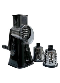 اشتري Homepro Fruit And Vegetable Slicer With 3 Stainless Steel Rotary Blades Multifunctional Round Cheese Slicer And Vegetable Manual And Safe Grinding (Black) في الامارات