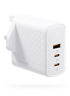 اشتري VOLTME USB C 3-Port Plug, 100W Fast Wall Charger GaN III + V-Dynamic Technology for MacBook Pro/Air, iPad Pro, iPhone 14/13/12, Galaxy S22/S21, Dell XPS 13, Pixelbook, ThinkPad, Note 20/10+ (White) في الامارات