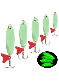 اشتري Luminous Fishing Lures Spoons, 10 Pcs Hard Jigging Spinnerbait with Treble Hooks, Metal Spinner Spoon for Saltwater Freshwater في الامارات