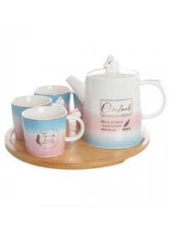 Buy Ceramic Tea Set 7 Pieces white Color in Saudi Arabia