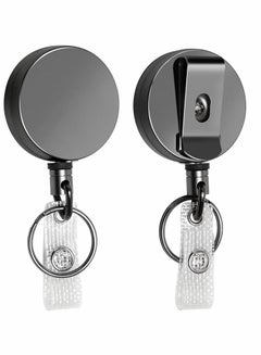 Heavy Duty Metal Retractable Badge Holder Reel with Belt Clip Key Ring Waterproof Vertical Clear ID Card Holder and PU Leather Badge Holder