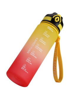 Buy Sports Water Bottle BPA Free 500ml Protein Shaker Outdoor Travel Portable Leakproof Drink Bottle Kids Student to Camping Office School Gym Yellow Red in UAE