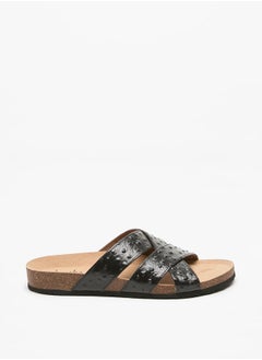 Buy Men's Textured Slip-On Cross Strap Arabic Sandals in Saudi Arabia