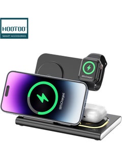 Buy 3 In 1 Magnetic Wireless Charger Pad Stand Foldable 15W Fast Charging Dock Station in Saudi Arabia