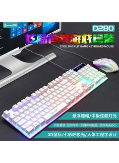 اشتري Raewolf TF200 Mechanical Gaming Keyboard Mouse Combo18 du D280 keyboard and mouse suit-white colorful version 18 du D280 keyboard and mouse suit-white colorful version في السعودية