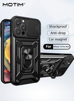 Buy Kickstand Case for iPhone 15 Pro Max, iPhone 15 Pro Max Case with Slide Lens Cover & Built-in 360° Rotate Ring Stand Magnetic Magnet Protective Phone Cover Case for iPhone 15 Pro Max 6.7 inch 2023 in UAE