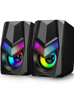 اشتري V20 PC Speakers for Desktop, Mini RGB Computer Speakers, USB Powered 3.5mm Aux Portable Gaming Speakers, Multimedia Speakers for Laptop, Monitor Speakers Plug and Play في الامارات