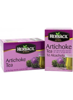 Buy Herbacil Artichoke Tea, Herbal Tea, Caffeine-Free, 2-pack of 25 tea bags per box (50 bags) in UAE