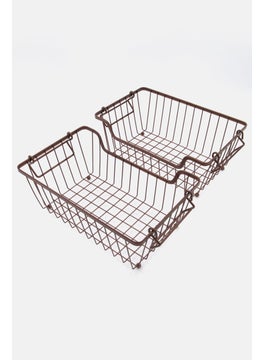 Buy 2 Pcs Metal Stacking Basket, Dark Brown in UAE