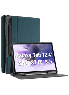 اشتري Case for Galaxy Tab S8 Plus/S7 FE/S7 Plus 12.4" with S Pen Holder, Slim Stand Protective Folio Smart Cover for Samsung Galaxy X800 X806 T730 T733 T736 T738 T970 T975 T976 T978 -Teal في السعودية