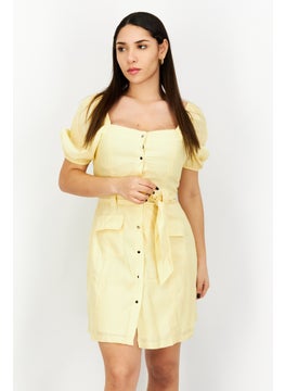 Buy Women Plain Mini Mini Dress, Yellow in UAE