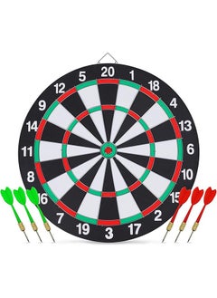 اشتري Dart Board Set 17 Inch Double Sided Usable Dartboard with 6 Metal Tip Darts Excellent Indoor Game and Outdoor Game Dart Boards for Adults Teens Family Office Leisure Sport في الامارات