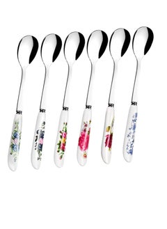 Buy Coffee Spoons for Coffee Bar 6Pcs - Chinese Floral Stainless Steel Spoons Kitchen Set Tea Spoons Silverware Set - Ice Cream Spoon Cake Tableware Set Coffee Stirrers Reusable Dessert Spoons for Tea Set in UAE