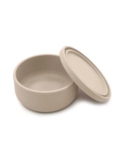 Buy Silicone Bowl With Lid Suitable as Food Storage Container, Feeding Bowl for Toddlers and Babies - Burlywood in UAE