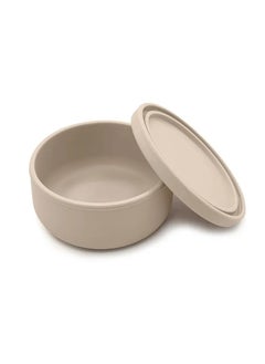 Buy Silicone Bowl With Lid Suitable as Food Storage Container, Feeding Bowl for Toddlers and Babies - Burlywood in UAE