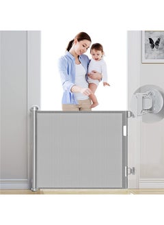 Buy Retractable Baby Gate, Baby Gate for Smooth Wall No Drilling, Adjustable Width and Height, Pet Gate for Doorway, Staircase, Indoor, Outdoor (Grey 59" x 34") in Saudi Arabia