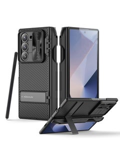 Buy Case for Samsung Galaxy Z Fold 6 Case with Pen Holder & Hinge Protection [Kickstand] [Slide Camera Cover] Slim Protective Phone Case [Not Include the Pen] (Black) in Saudi Arabia