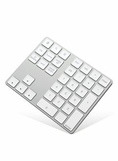 Buy Bluetooth Number Pad, Rechargeable Wireless Numeric Keypad Slim 34-Keys External Numpad Keyboard Data Entry(Silver) in UAE