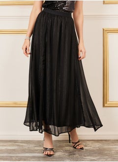 Buy Shimmer Striped A-Line Maxi Skirt in Saudi Arabia