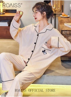 Buy Couple Pajamas Set Long Sleeves Sleepwear for Men and Women Cute Plus Size Loungewear Spring and Autumn Home Clothes Gift for Boyfriend Girlfriend Husband Wife in UAE