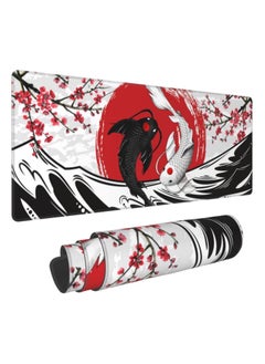 Buy Japanese Black White Yin Yang Koi Fish Kanagawa Wave Mouse Pad XL Extended Desk Mat, Non Slip Rubber Base Stitched Edge Gaming Pc Desktop Large Mice Pad  ( 80x30x2mm ) in Egypt