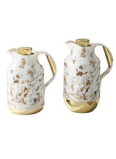 Buy Petros Thermos Set Of 2 Pieces For Coffee And Tea Marble/Golden1 Liter And 0.7 Liter in Saudi Arabia