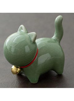 اشتري Green Ceramic Cat Small Animal Sculpture Home Decor Modern Style Ornament Suitable for Living Room Bedroom Office Desk Cabinet Car Decoration Unique Gift في الامارات