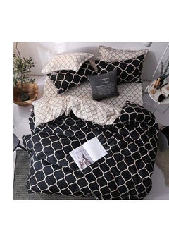 Buy 6-Pieces Glace Cotton Printed Fancy Comforters Set Fixed duvet, fitted bedsheets and pillowcase King Size F37 in UAE