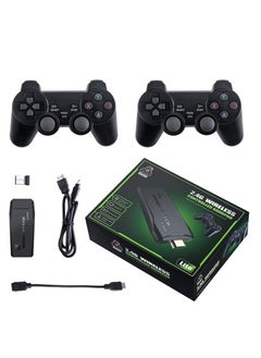 اشتري Classic M8 Game Stick 4K Console with Two 2.4G Wireless Gamepads – HDMI Output, 3500 Built-in Games, Dual Player Support – Compatible with Android TV/PC/Laptop/Projector في الامارات