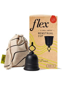 اشتري Flex Cup Starter Kit | Reusable Menstrual Cup + 2 Free Menstrual Discs | Pull-Tab for Easy Removal | Tampon + Pad Alternative | Lasts for Years | Capacity of 2 Super Tampons - (Slim Fit - Size 01) في الامارات