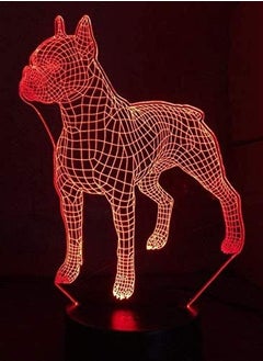 اشتري Night Light Bulldog Illusion 3D Touch Table Lamp 7 Colors USB LED Light for New Year Home Decoration and Gift for Children في الامارات