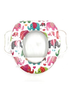 Buy Cushioned Children's Toilet Seat Baby Toddler Child Kids Adapter Seat with Handles Western Toilet Potty Training Seat for Boys Girls Fits Round Oval Toilets Printed Colorful Elephants in UAE