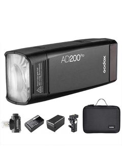 Buy Godox AD200 Pro AD200Pro Pocket Flash, 200Ws 2.4G TTL Speedlite Outdoor Flash Strobe, 1/8000s HSS Monolight with 2900mAh Lithium Battery and Bare Bulb Flash Head Cover 500 Flashes Recycle in 0.01-1.8s in Saudi Arabia