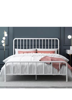 Buy Bed Frame with Antique Headboard Metal Bed Base 100*200 CM in Saudi Arabia